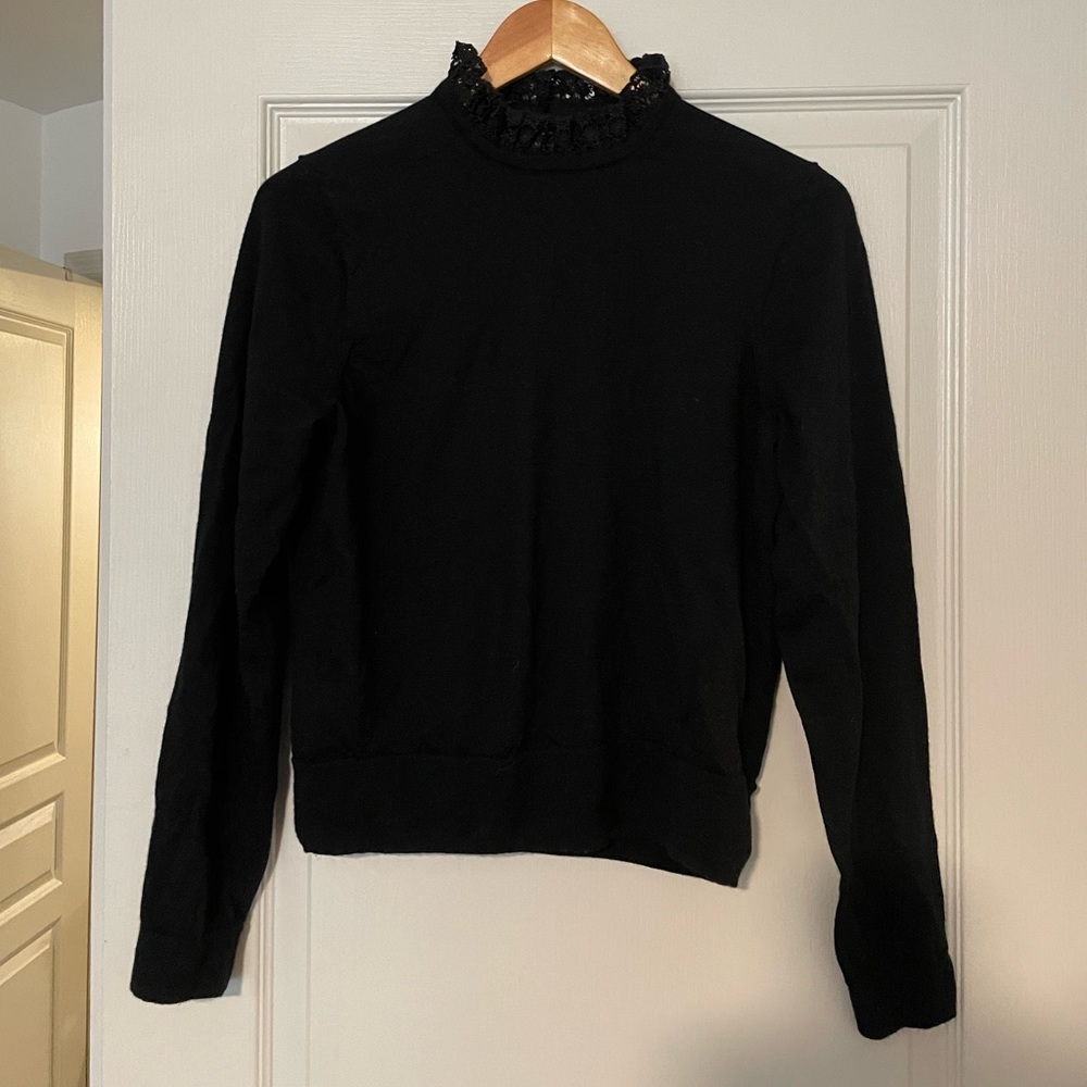 J Crew Tippi sweater with standing lace collar - Sz L